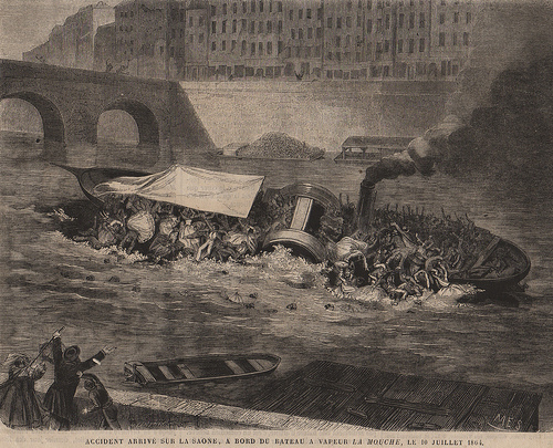 Naufrage du Mouche N°4 sur la Saône le 10 juillet 1864 Naufrage du Mouche N°4 sur la Saône le 10 juillet 1864