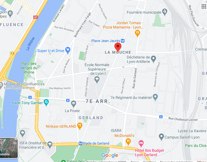 Plan de Lyon indiquant le quartier de la Mouche