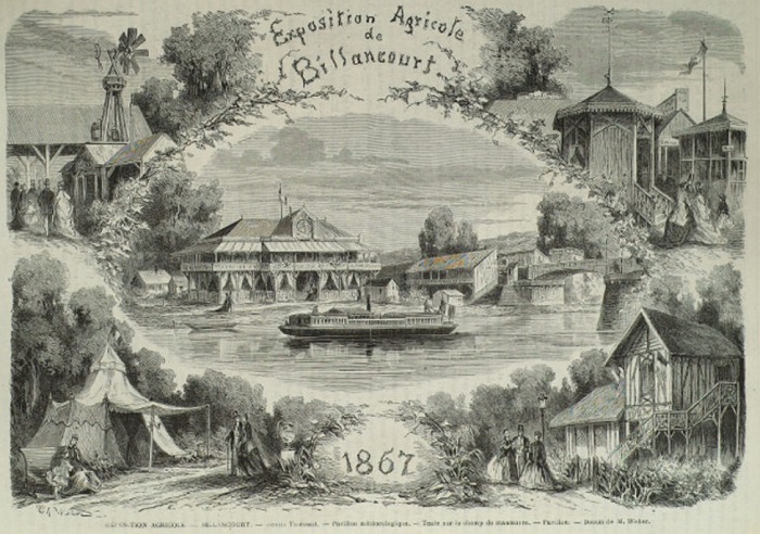 Affiche de l’exposition agricole de 1867 sur l’Ile de Billancourt. Archives Départementales. Affiche de l’exposition agricole de 1867 sur l’Ile de Billancourt. Archives Départementales.