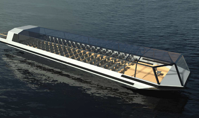 Un visuel de ce que pourraient être les futures unités Caravelle Le bateau électrique nouvelle génération de Batorama