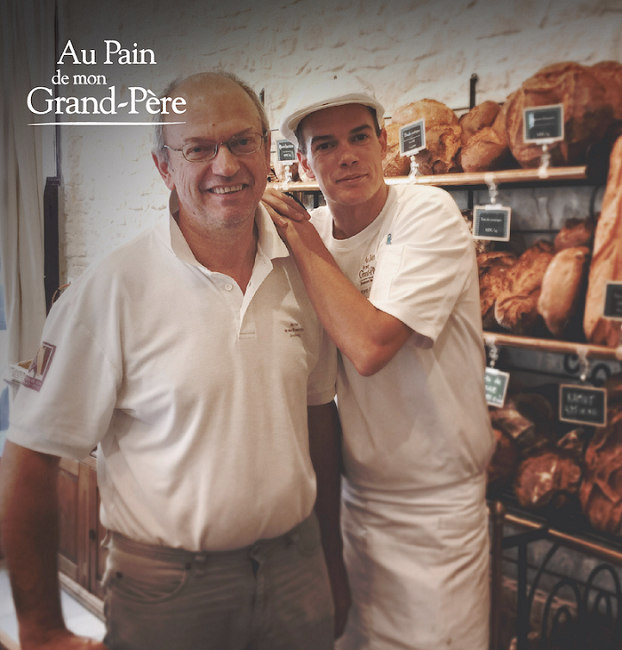Bruno Dinel (à droite) propriétaire des boulangeries Au Pain de mon Grand-Père Interview de Bruno Dinel, Maitre boulanger du Pain de mon Grand-Père