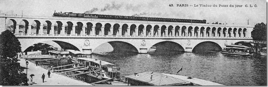 Images montrant les embarcadères des bateaux-omnibus au droit du Viaduc du Point du Jour