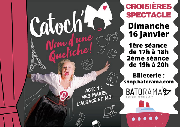 Le one woman show de Catoch' nom d'une Quetsche sur les croisières spectacle de Batorama !