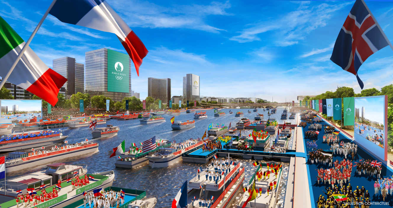 L'embarquement des athlètes sur la Seine pour la cérémonie d'ouverture des JO de Paris 2024. (© P2024 / Florian Hulleu) L'embarquement des athlètes sur la Seine pour la cérémonie d'ouverture des JO de Paris 2024. (© P2024 / Florian Hulleu)