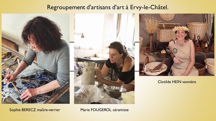 Assistez à des démonstrations, des ateliers d'initiation et des expositions animées par Sophie Berecz, maître-verrier, Marie Fougerol, céramiste, et Clotilde Hein, vannière, à Ervy-le-Châtel. © Métiers d’Art Grand Est Assistez à des démonstrations, des ateliers d'initiation et des expositions animées par Sophie Berecz, maître-verrier, Marie Fougerol, céramiste, et Clotilde Hein, vannière, à Ervy-le-Châtel. © Métiers d’Art Grand Est